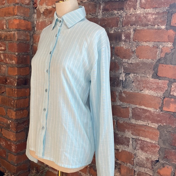 NWT BooHoo Linen Look Pinstripe Oversized Shirt - Picture 2 of 7